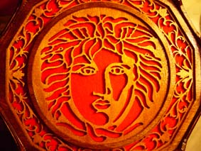 close view of Medusa's cover showing the red felt