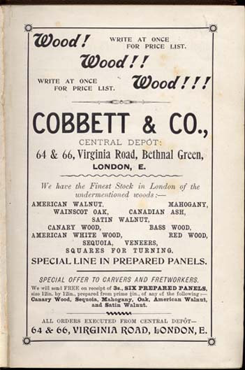 old book commercial of wood panels for fretworkers