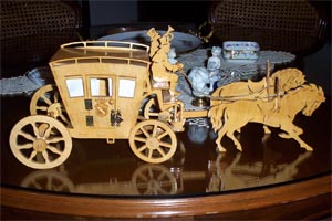 scroll saw fretwork coach with two horses