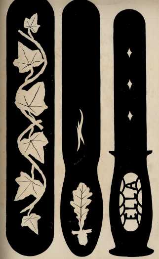 scroll saw fretwork pattern of three paper knives