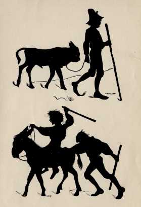 black silhouettes of boys and animals