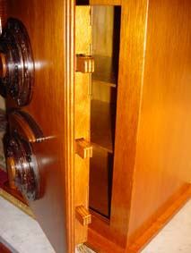 wooden rods of the locking mechanism of the security box