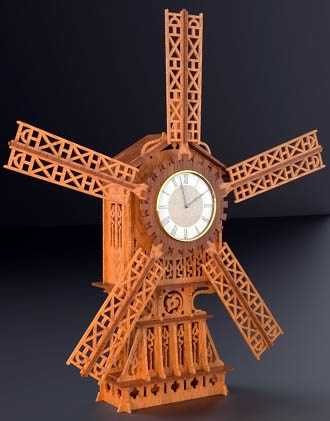 wooden windmill clock scroll saw fretwork pattern