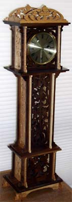 Grandfather clock, scroll saw fretwork pattern